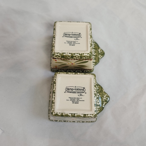 Pair of Temp-tations Green Old World Soup Bowls Ramekins - Picture 10 of 11